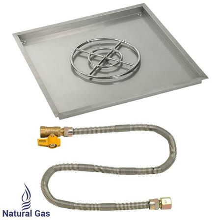 AMERICAN FIREGLASS 36 In. Square Stainless Steel Drop-In Pan With Match Light Kit - Natural Gas SS-SQPMKIT-N-36